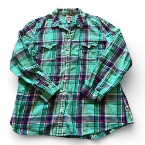 Old Navy Multicolor Plaid Shirt XL women’s 100% cotton button up